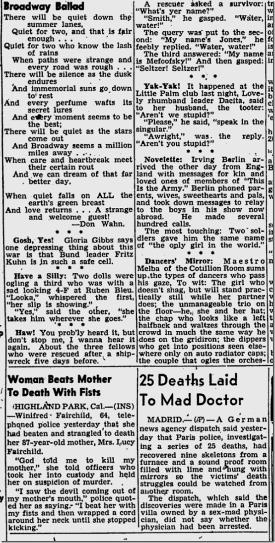 March 18, 1944, Walter Winchell 