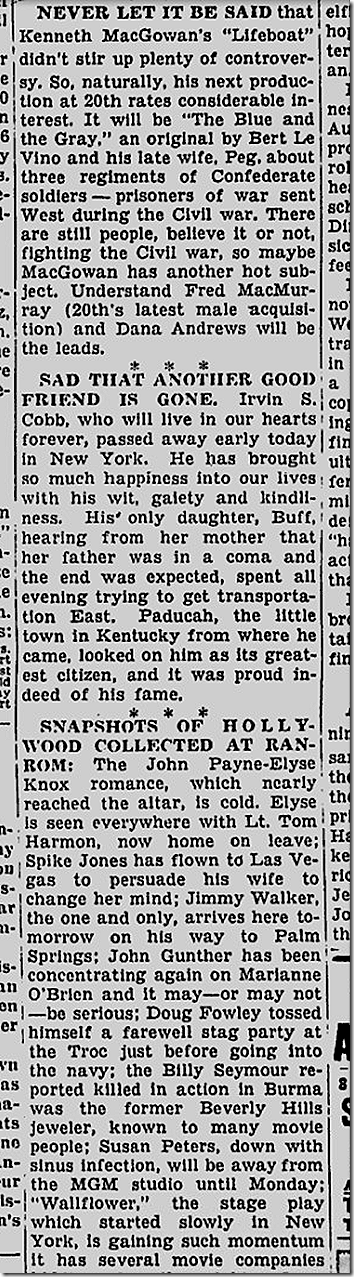 March 11, 1944, Louella Parsons 