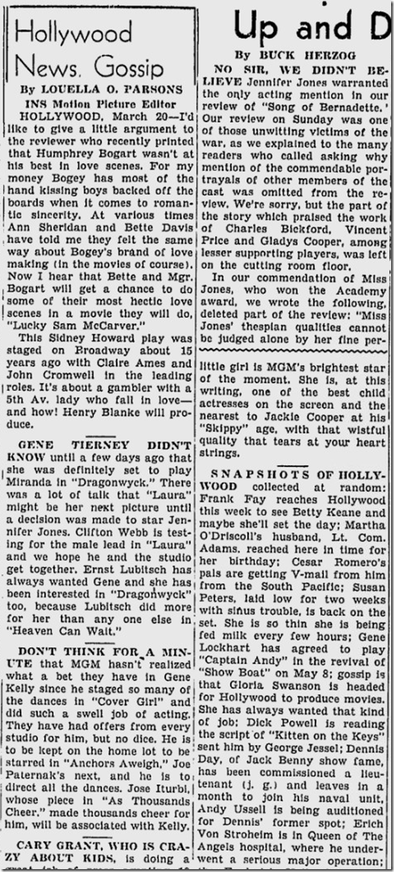 March 21, 1944, Louella Parsons 