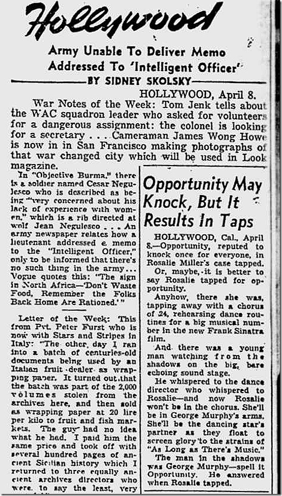 April 9, 1944, Sidney Skolsky