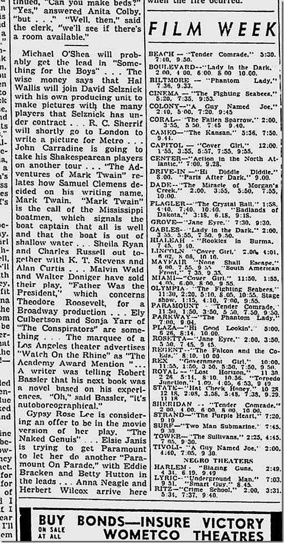 April 11, 1944, Sidney Skolsky