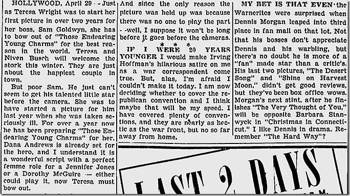 April 29, 1944, Louella Parsons