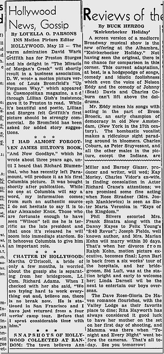 May 13, 1944, Louella Parsons May 13, 1944, Louella Parsons