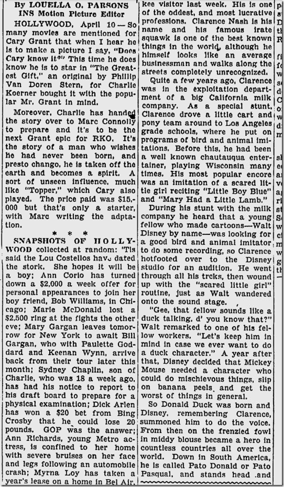 April 11, 1944, Louella Parsons