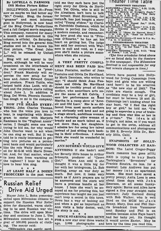 April 17, 1944, Louella Parsons 