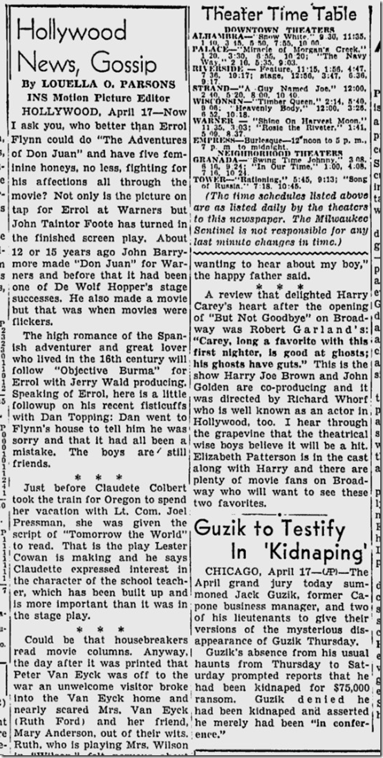 April 18, 1944, Louella Parsons 