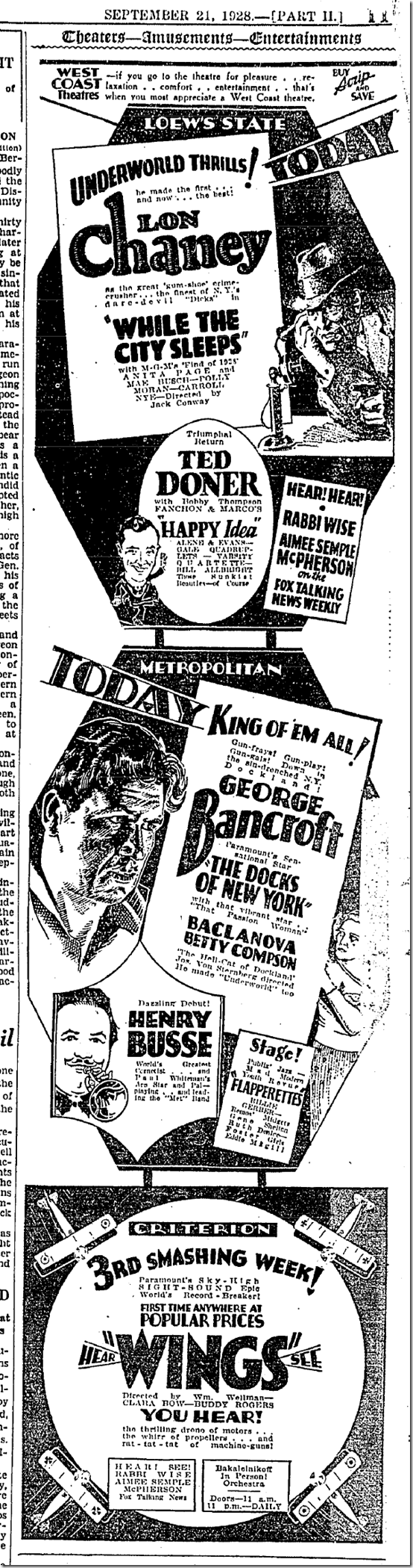 Sept. 21, 1928, While the City Sleeps 