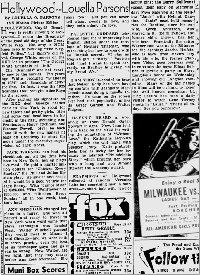 Mah 29, 1944, Louella Parsons 