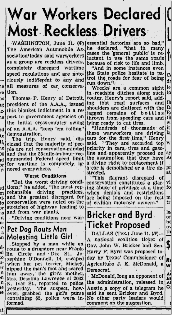 June 12, 1944, Bad Drivers 