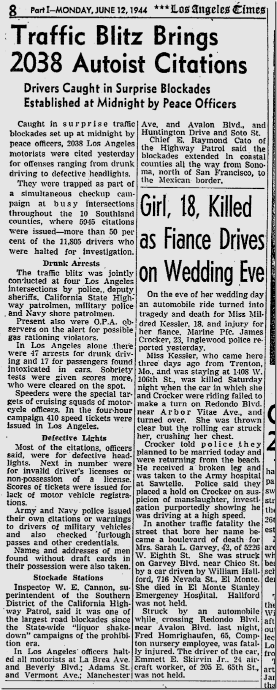 June 12, 1944, Traffic Tickets 