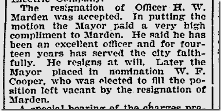 Marden Resigns, March 27, 1901. Marden Resigns, March 27, 1901.