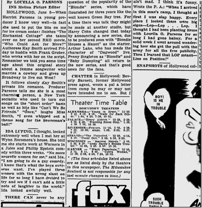 June 6, 1944, Louella Parsons 