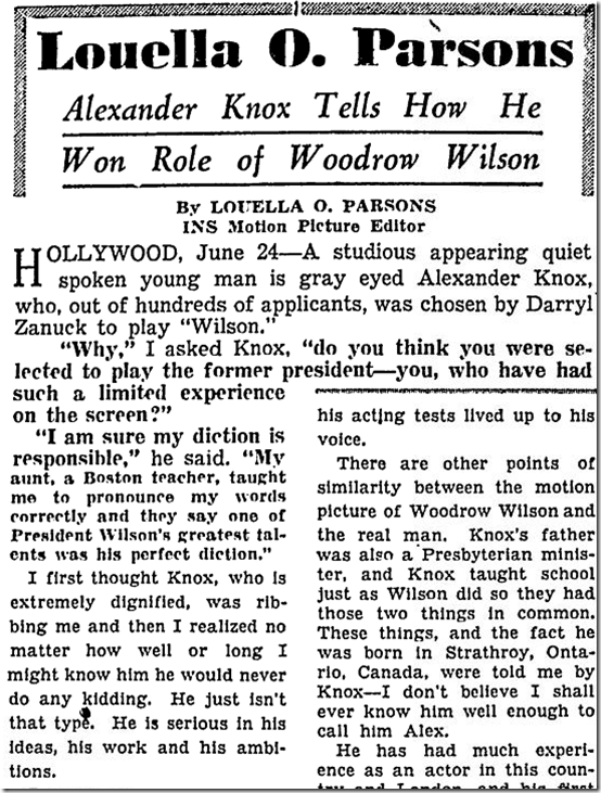 June 25, 1944, Louella Parsons 