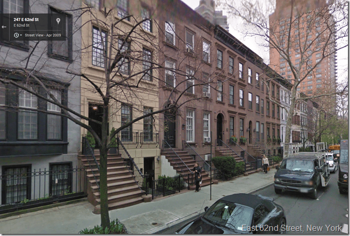 East 62nd Street, New York, Via Google Street View 