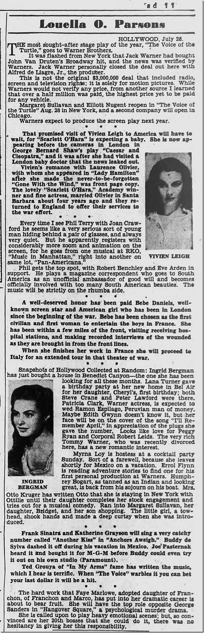 July 29, 1944, Louella Parsons 