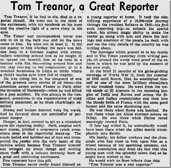 Aug. 22, 1944, Tom Treanor Aug. 22, 1944, Tom Treanor