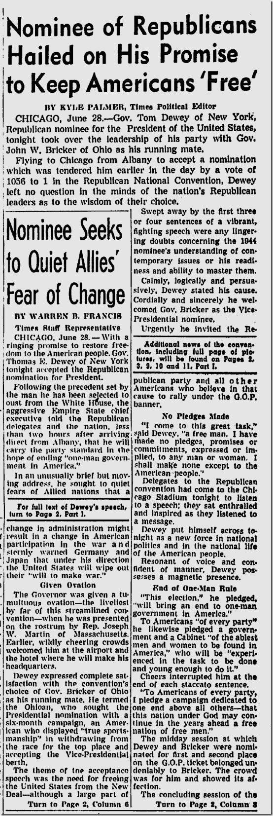 June 29, 1944, Dewey 