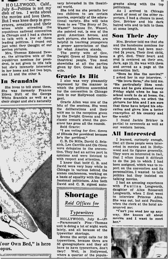 July 9, 1944, Louella Parsons 