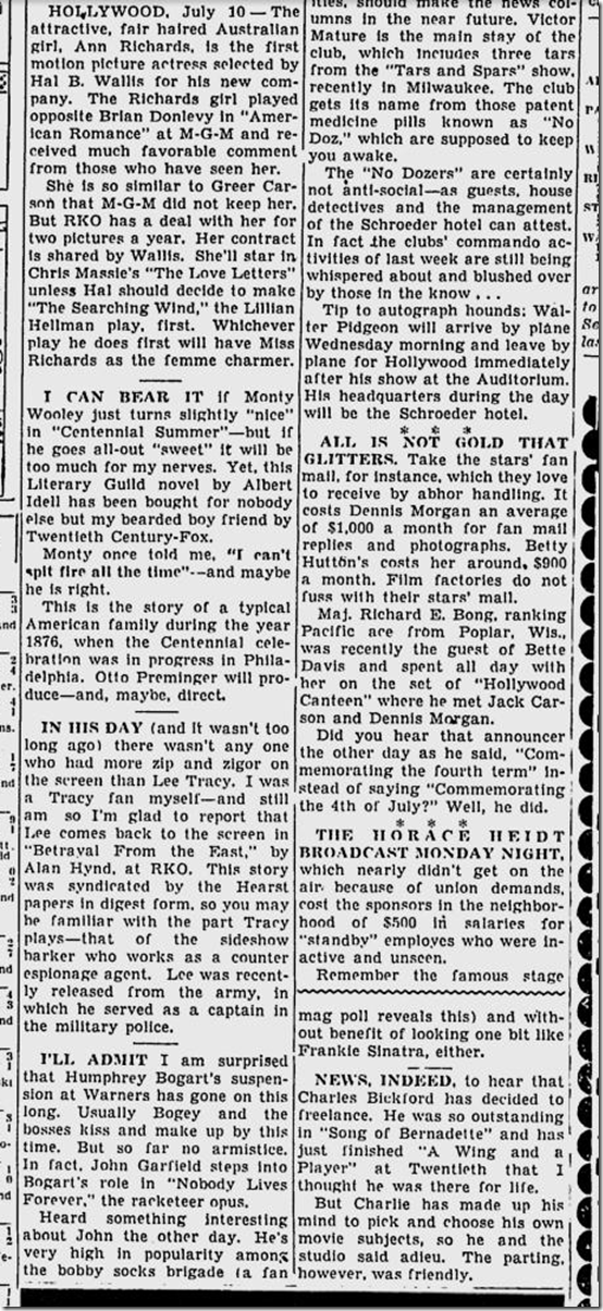 July 10, 1944, Louella Parsons 