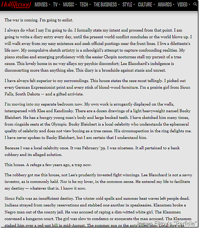 Hollywood Reporter, "Perfidia" 