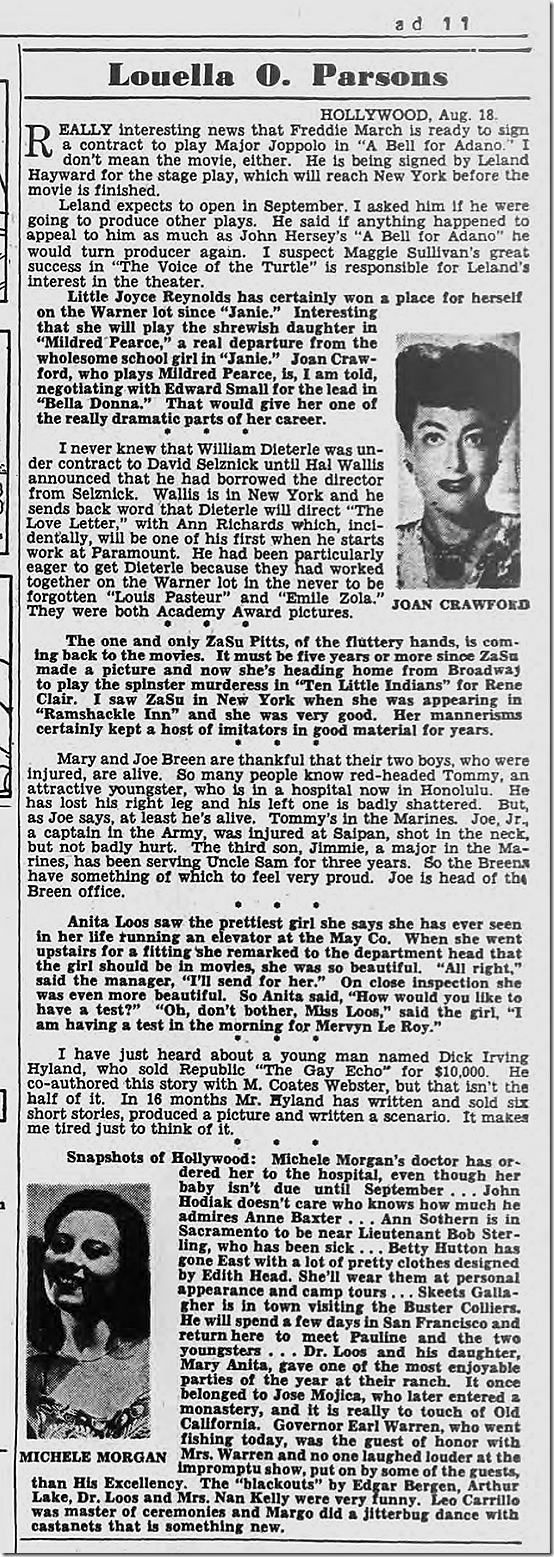 Aug. 19, 1944, Louella Parsons Aug. 19, 1944, Louella Parsons