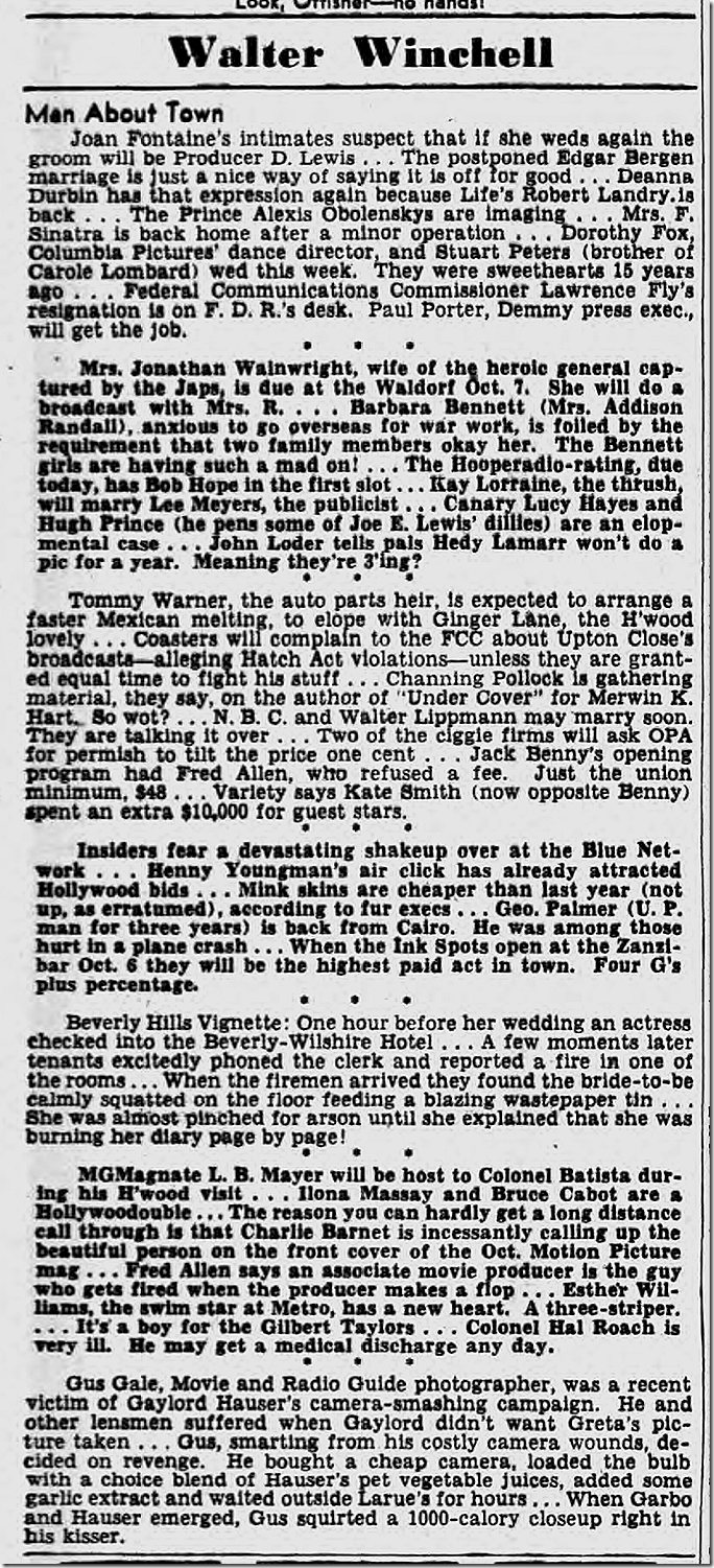 Oct. 2, 1944, Walter Winchell 