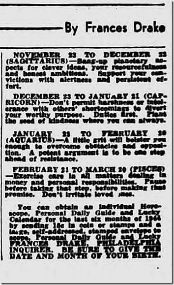 Oct. 3, 1944, Horoscope Oct. 3, 1944, Horoscope