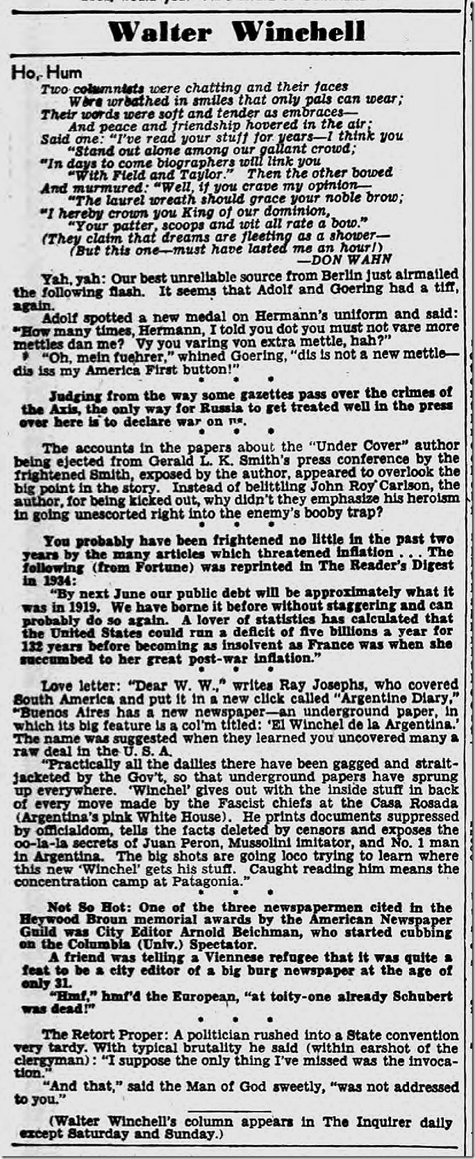 Oct. 3, 1944, Walter Winchell Oct. 3, 1944, Walter Winchell