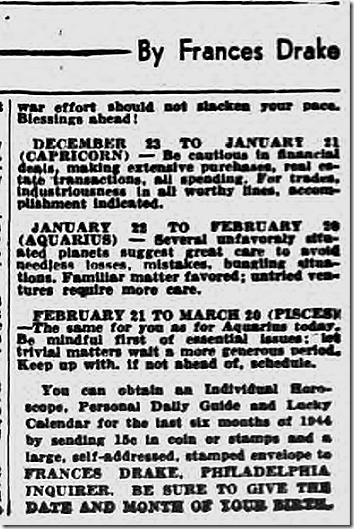 Oct. 7, 1944, Horoscope Oct. 7, 1944, Horoscope