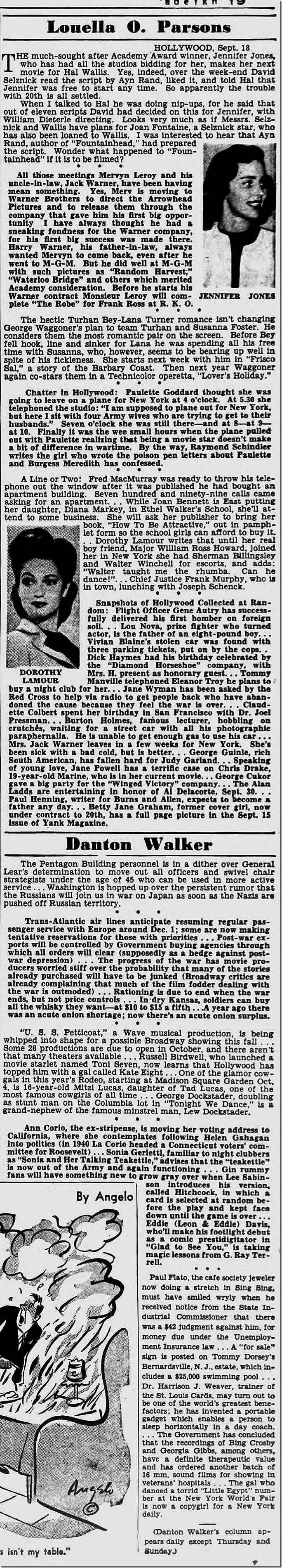 Sept. 19, 1944, Louella Parsons 