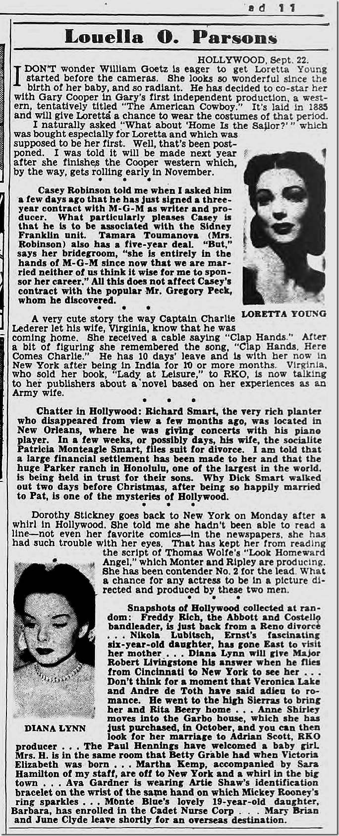 Sept. 23, 1944, Louella Parsons