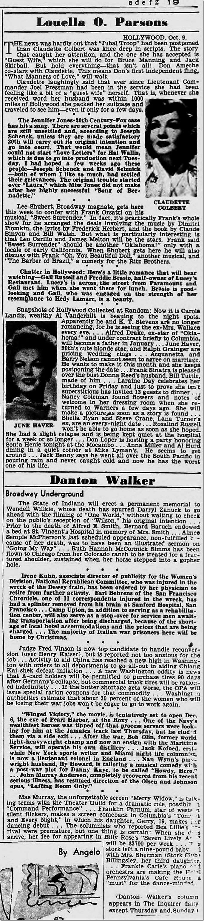 Oct. 10, 1944, Louella Parsons 