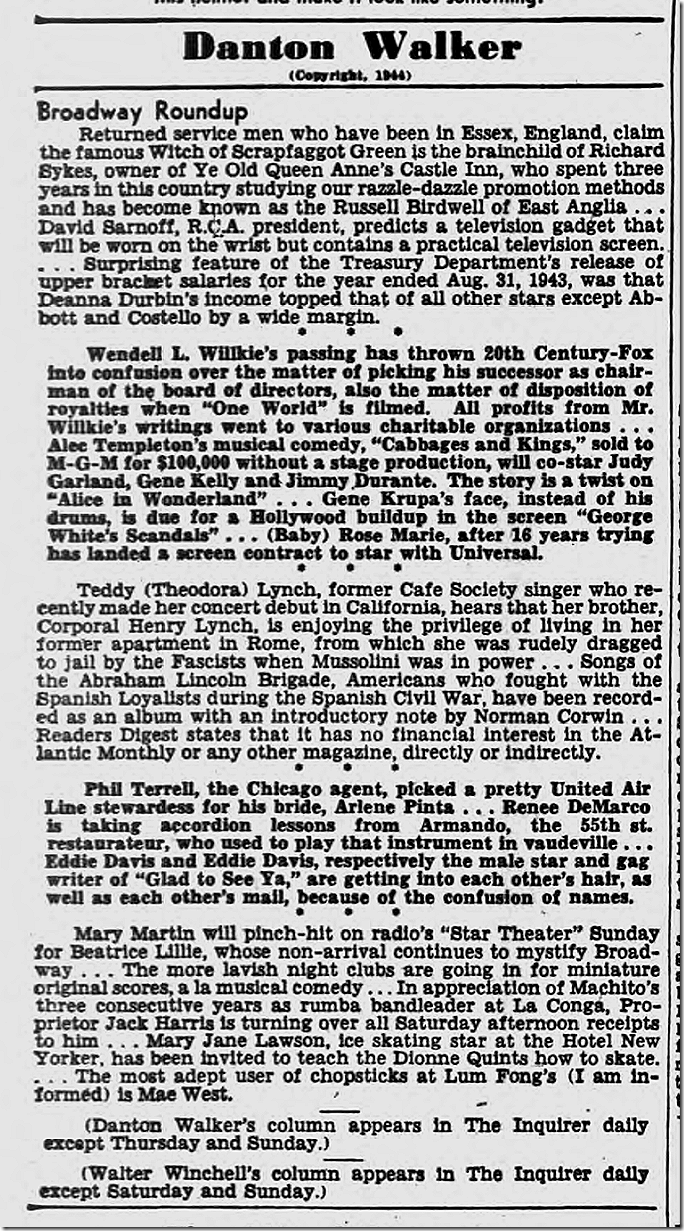 Oct. 14, 1944, Danton Walker