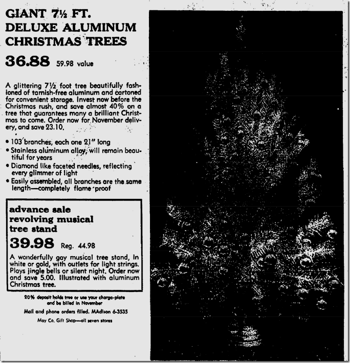 Oct. 11, 1959, Aluminum Christmas Tree 