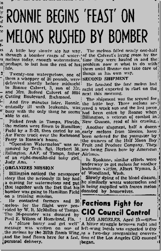 April 23, 1949, Watermelons 