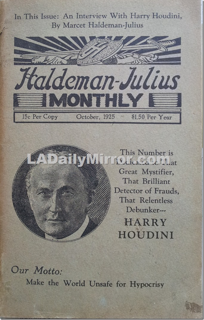 October 1925, Interview with Houdini October 1925, Interview with Houdini