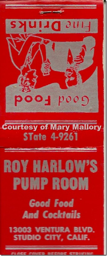 Roy Harlow's Pump Room Matchbook