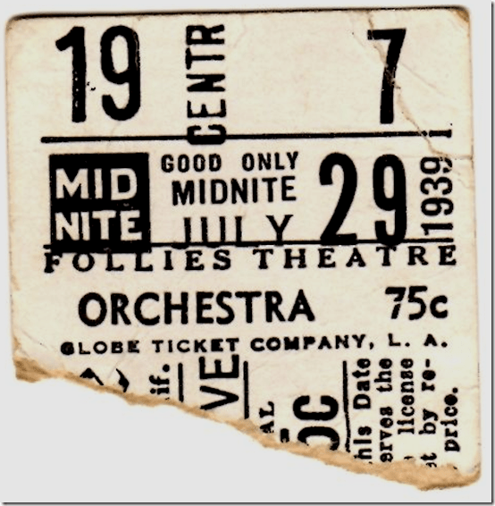 July 29, 1939, Follies Ticket 