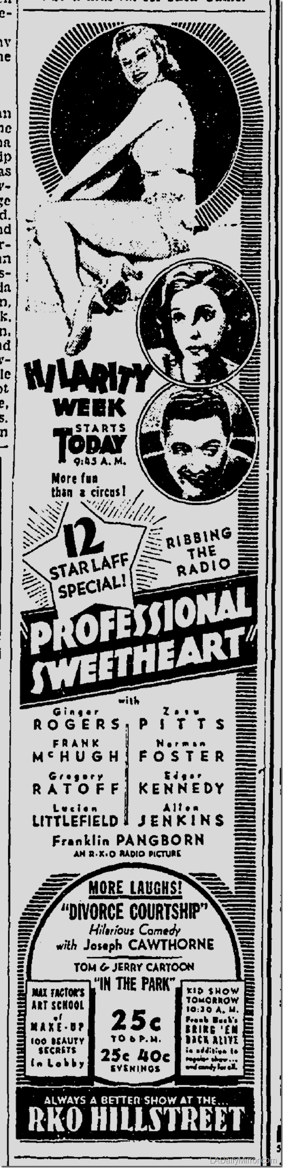 July 28, 1933, Professional Sweetheart