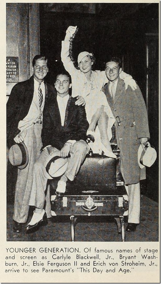 Carlyle Blackwell Jr., Bryant Washburn Jr. Elsie Ferguson II and Erich von Stroheim Jr. 