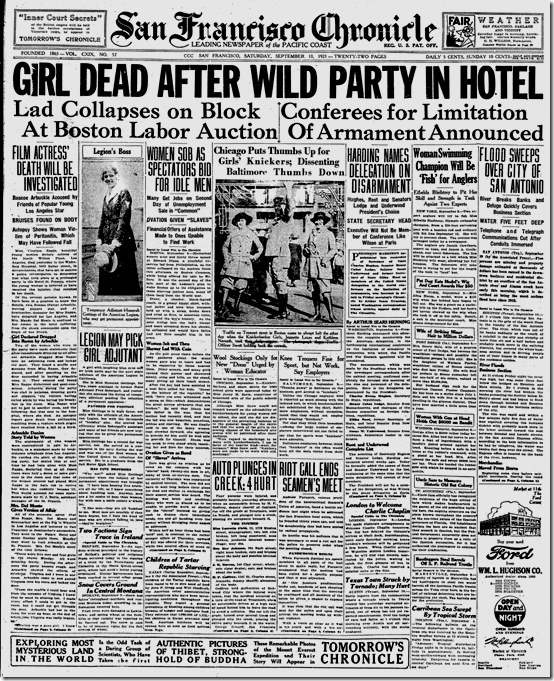 San Francisco Chronicle, 1921 San Francisco Chronicle, 1921