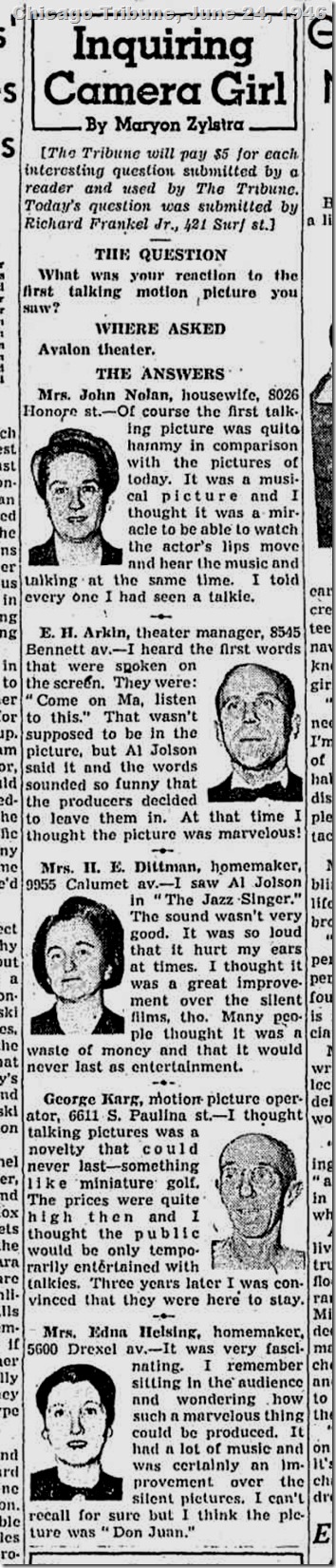 June 24, 1946, First Talkie 