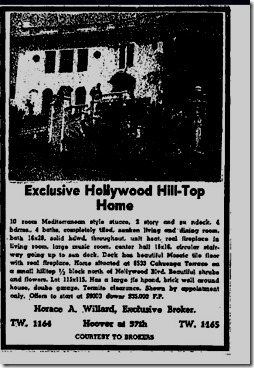 6533 Cahuenga Terrace Terr LA Sentinet Ad 1951