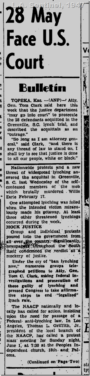 May 29, 1947, L.A. Sentinel