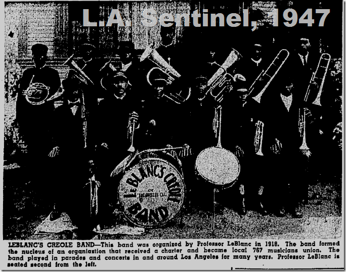 May 8, 1947, LeBlanc's Creole Band May 8, 1947, LeBlanc's Creole Band