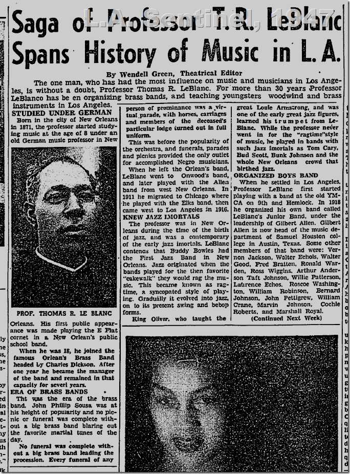 May 1, 1947, T.R. LeBlacn May 1, 1947, T.R. LeBlacn