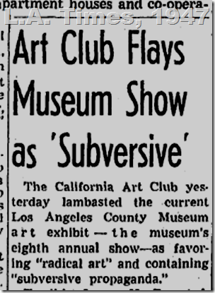 May 22, 1947, Art Club, L.A. Times