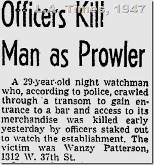 June 16, 1947, Watchman Shot 