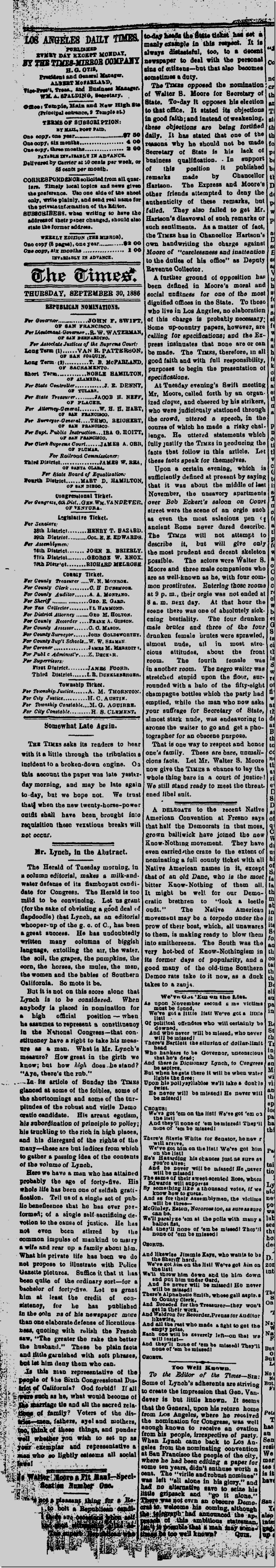 L.A. Times, Sept. 30, 1886 L.A. Times, Sept. 30, 1886