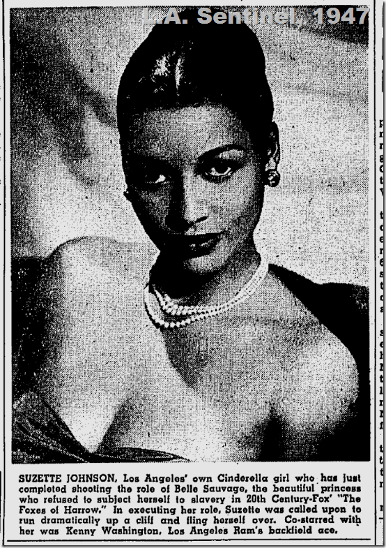 Suzette Johnson, L.A. Sentinel, 1947